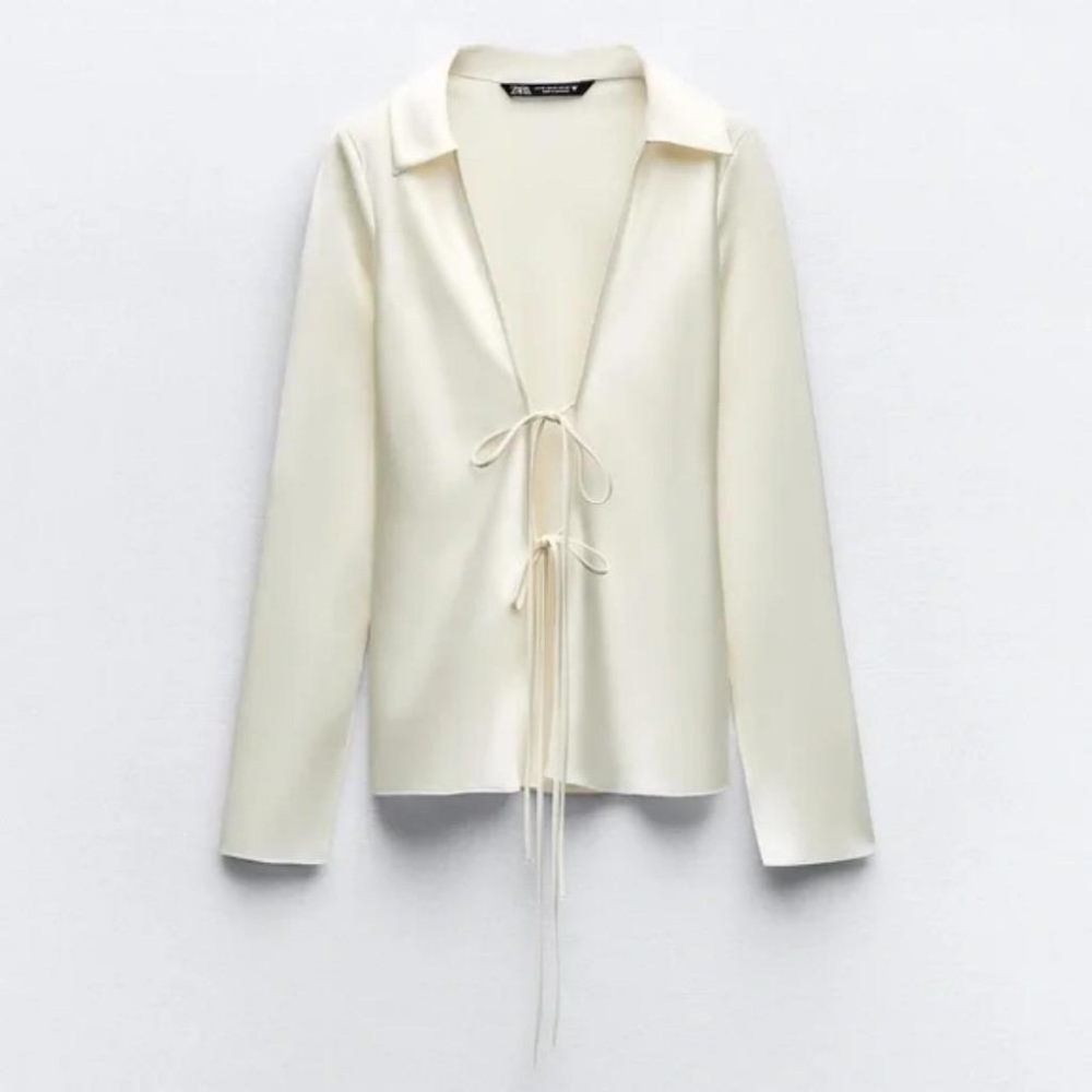ZARA SATIN EFFECT SHIRT WITH TIES